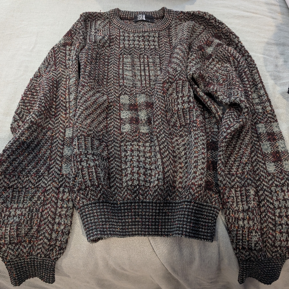 Chunky mixed plaid sweater